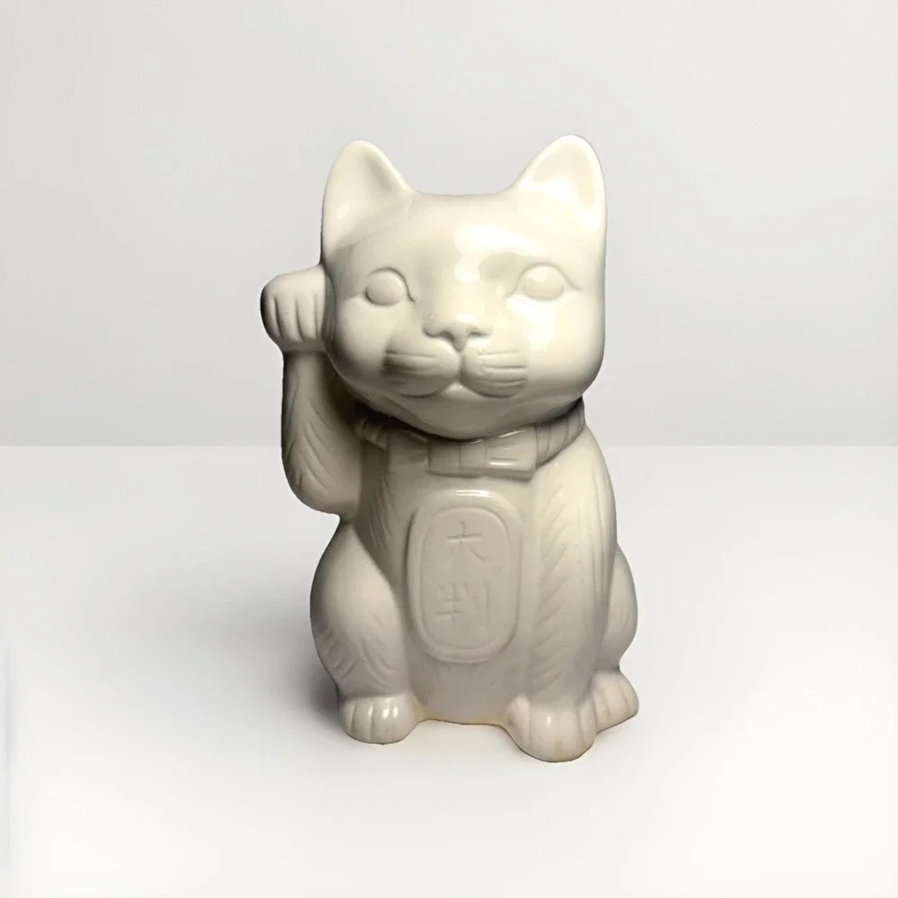 Vintage Benihana Maneki Neko Ceramic Lucky Cat Tiki Cup Planter‎ 6.5